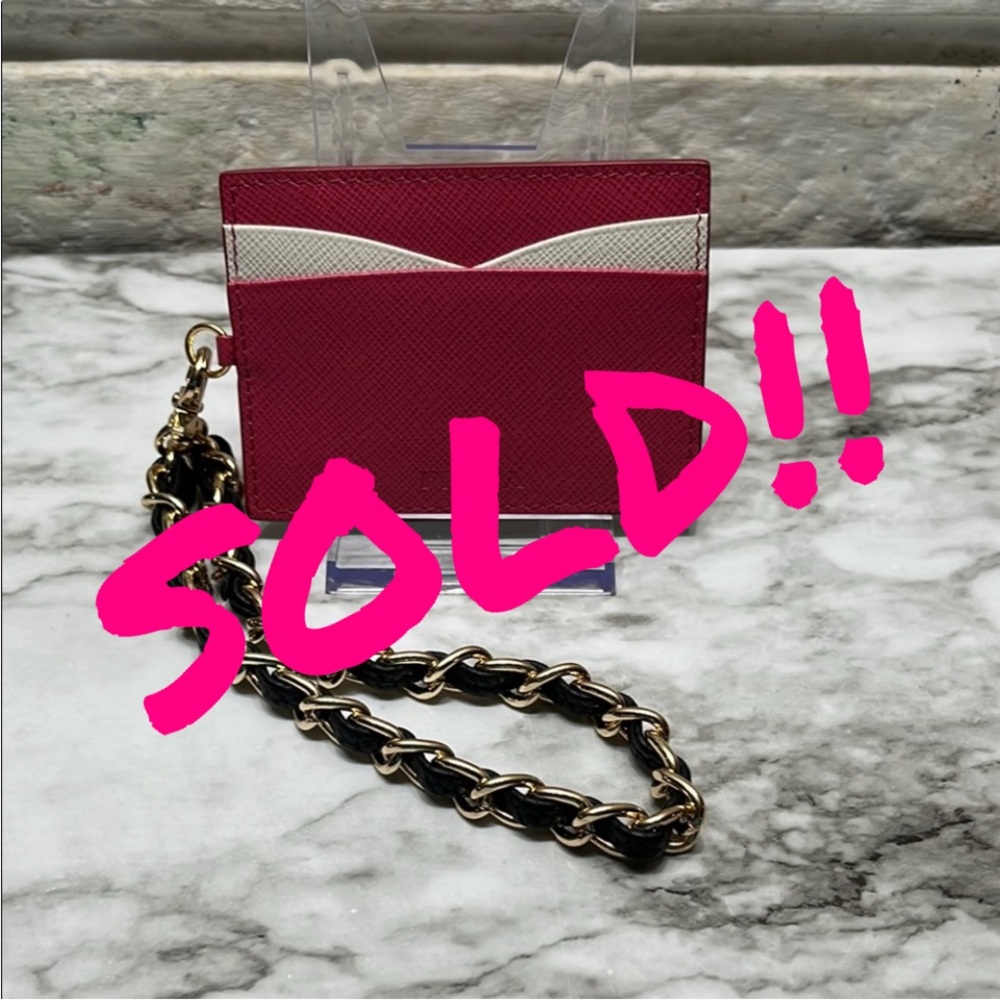 PRADA PINK LEATHER CARD HOLDER WRISTLET NWOT - Picture 1 of 7
